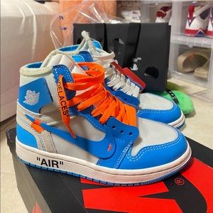 Off white university blue Jordan 1 size 4y